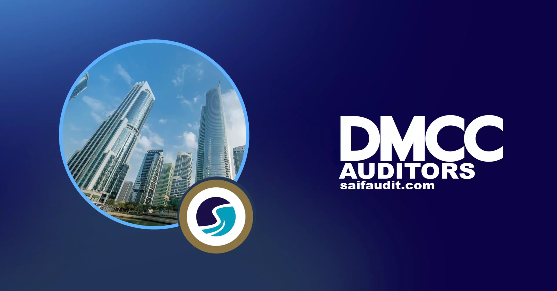 Original SAIF DMCC auditors graphic featuring Jumeirah Lakes Towers